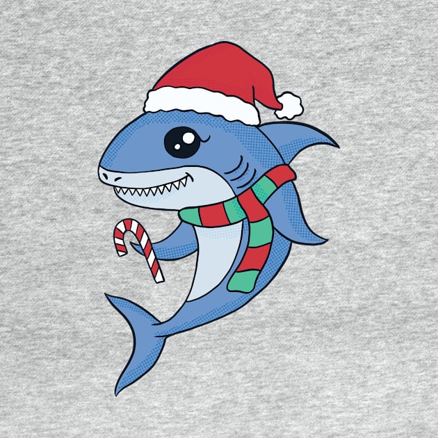 Cute Cartoon Christmas Shark by SLAG_Creative